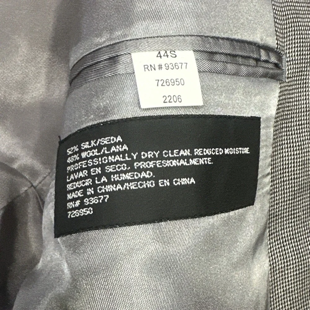 Stafford Mens Blazer Sport Coat 3 Button Casual Jacket 44S Silk Wool Blend Grey‎